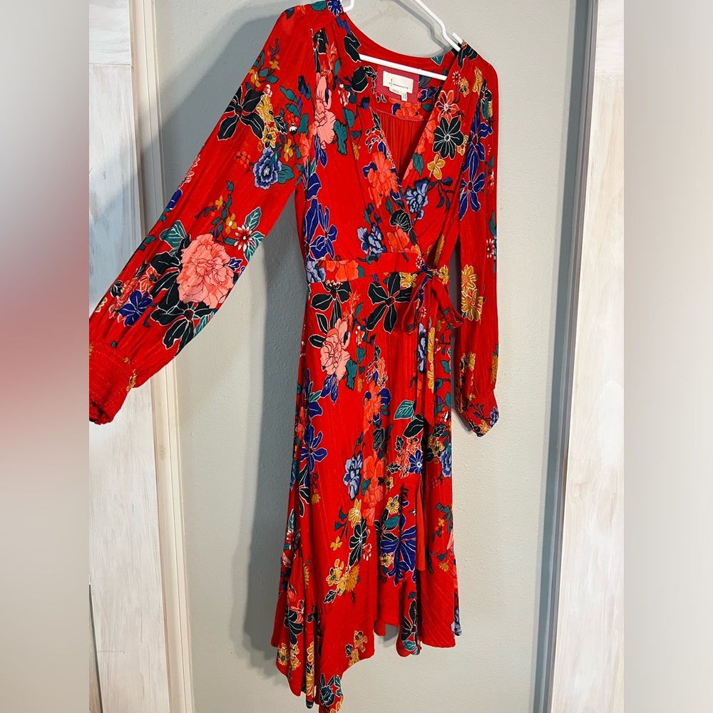 Anthropologie Boswell Textured Wrap Tunic dress